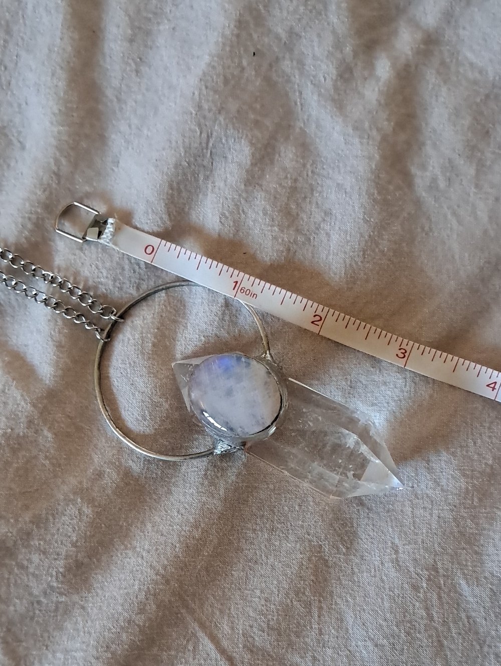 Large Clear Quartz and Moonstone Necklace - Picture 3 of 5